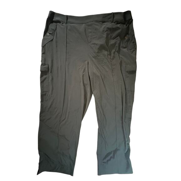 Athleta Black Straight Leg Cargo Pants Plus Size26 Stretch Elastic Waist Pockets - Picture 1 of 10